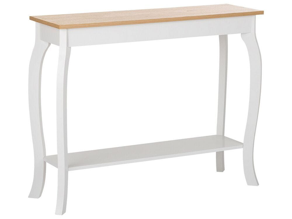 Beliani Konzolový stolík svetlé drevo/biela HARTFORD